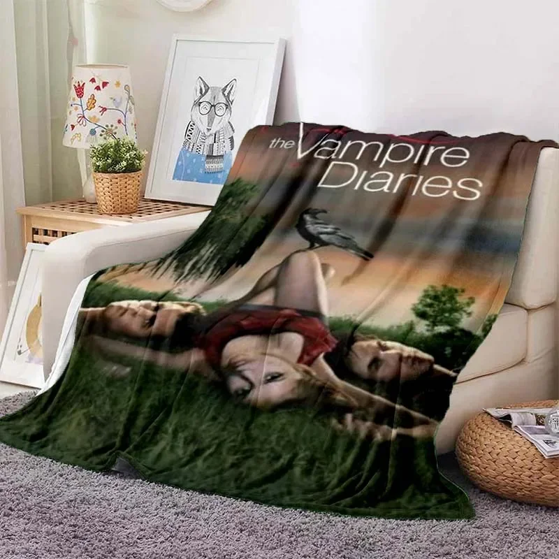 The Vampire Diaries stampa 3D flanella peluche coperta copriletto coperta pigra coperta Sherpa copripiumino da viaggio