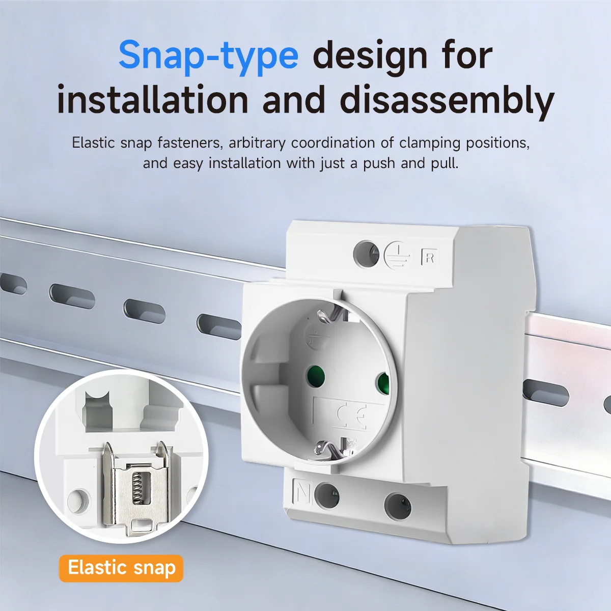 GEYA EU/FR/IT Standard Din Rail Socket Modular AC Power Socket Plug With Protective Door Grey 16A 220V Safety Outlet Industrial