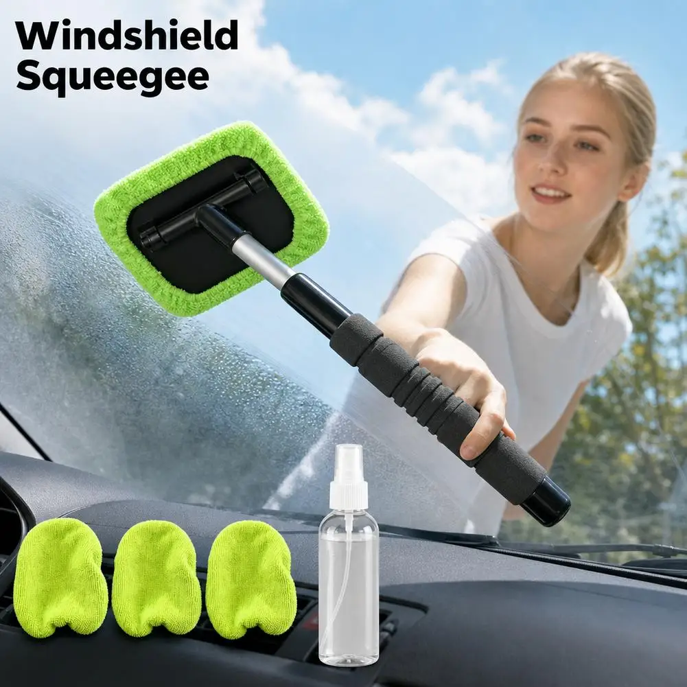 Fensterreiniger mit Teleskopstange, Nebelentferner, Auto-Windschutzscheibenbürste, Mikrofaser-Fensterreiniger – Detail 7