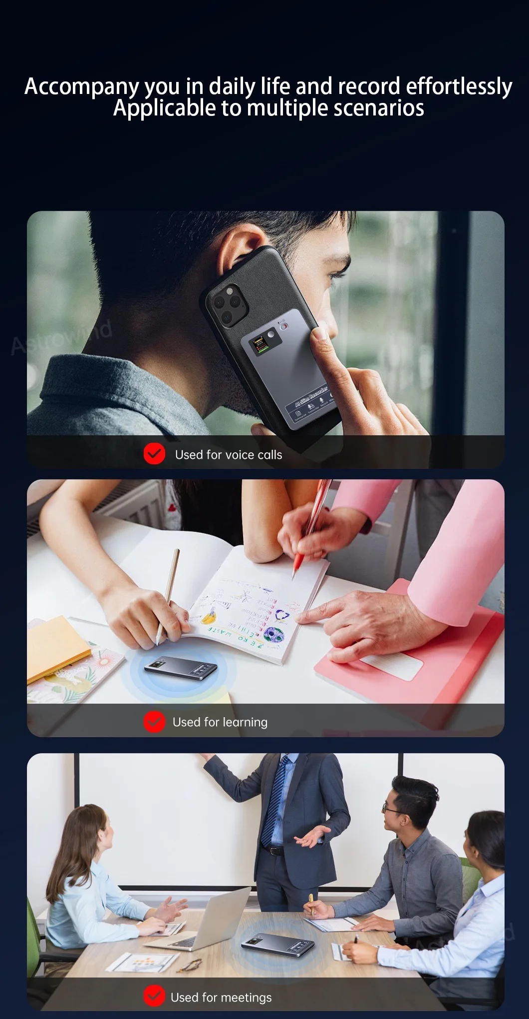 118 Languages 64GB Memory Audio Recorder 400ma Lectures Meeting AI Voice Recorder Device for Magnetic Attachment iPhone