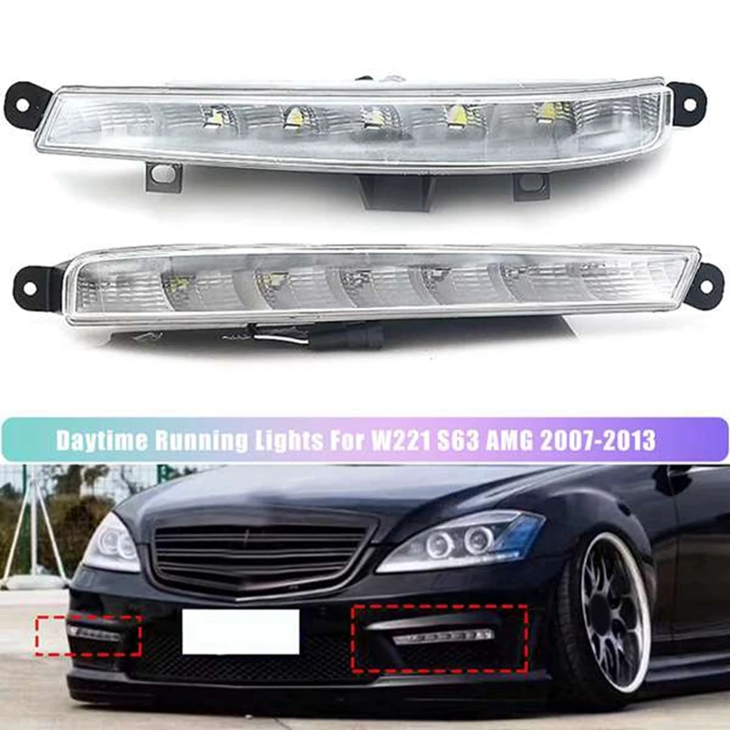 

1Pair Car LED Fog Lamps DRL Daytime Running Lights Assy For Mercedes Benz W221 S63 AMG 2007-2013 A2218201356 A2218201456