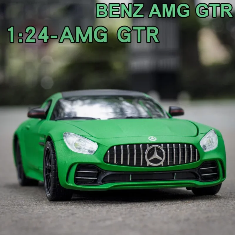 Simulation de voiture de sport Mercedes Benz Jas GTR, modèle en métal moulé sous pression, son léger, nervure arrière, collection de jouets pour cadeaux, A82, 1:24