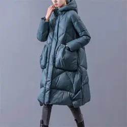 Large Size Women's Clothing Loose Light And Thin Long Cotton Jacket 2024 Winter New Fashion Warm  Hooded Padded Coat Parka A273