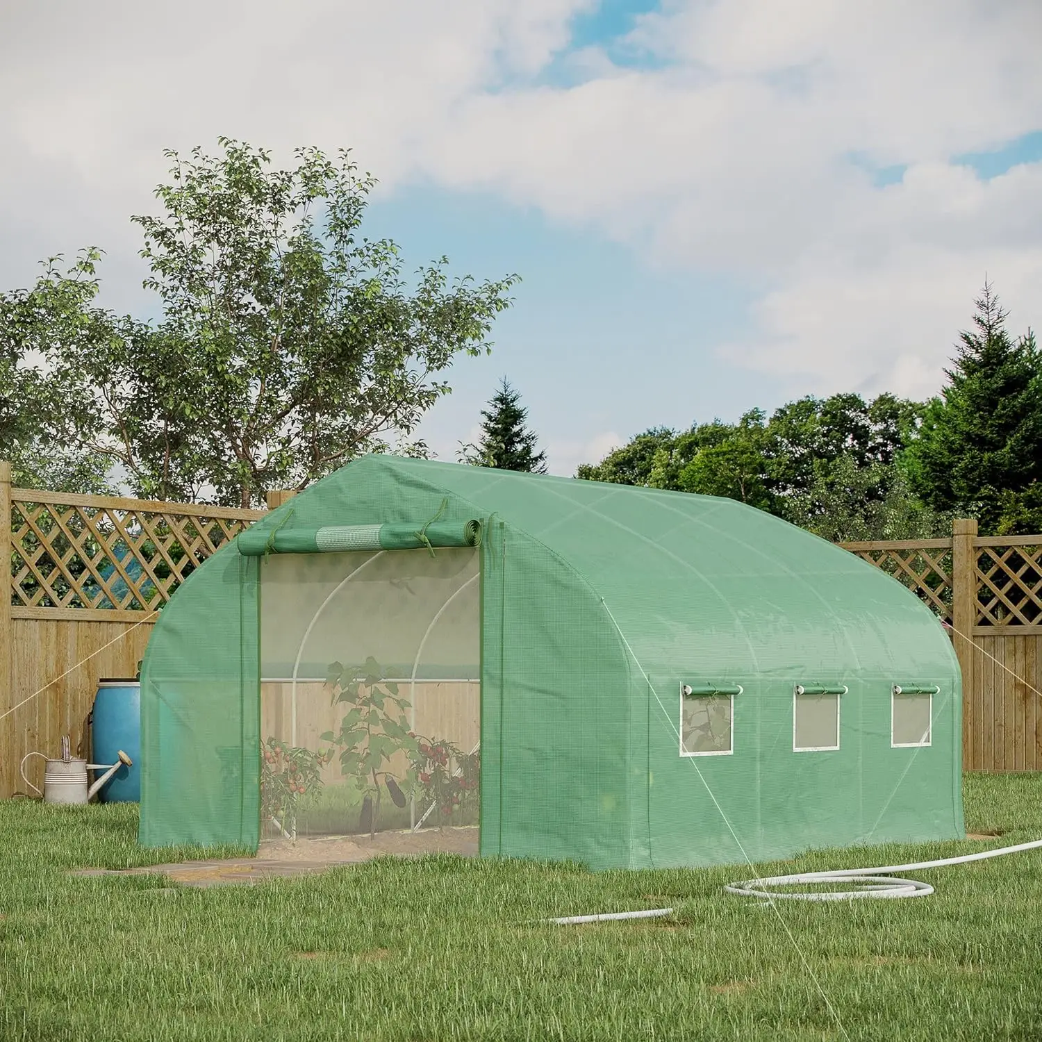 Imagem -02 - Walk-in Tunnel Greenhouse com Porta de Malha com Zíper Mesh Windows Roll-up Sidewalls Gardening Plant Hot House 11.5x10x65