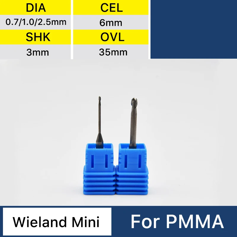 XANGTECH Wieland Mini 35mm D3 0.7/1.0/2.5mm Milling Bur For Pmma