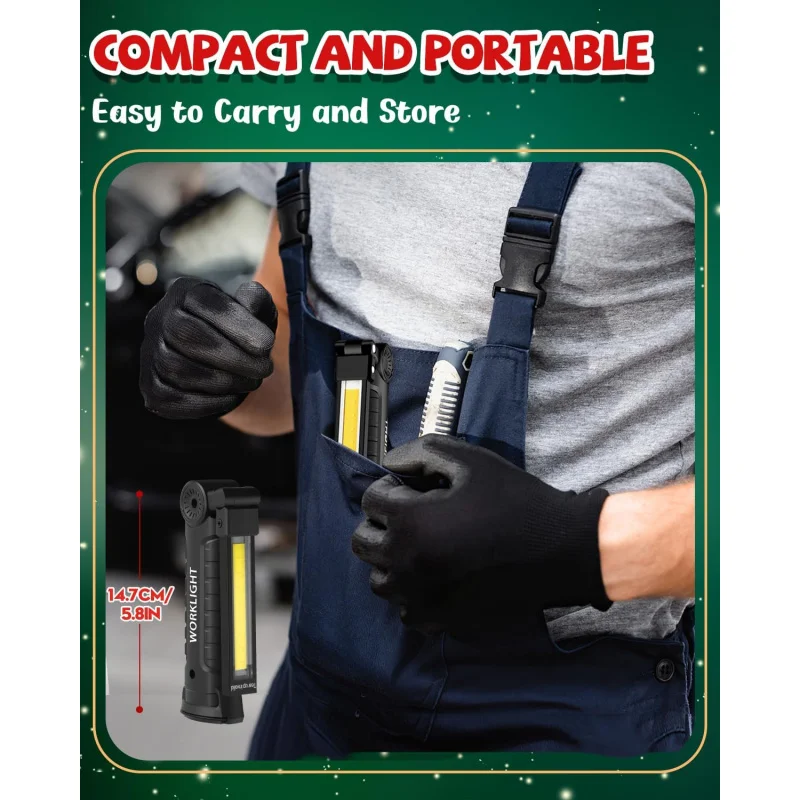 Rechargeable LED Work Light Grill Light for Men, 5 Modes & 360° Rotate with Magnetic Base,Work Tool Gifts for Him