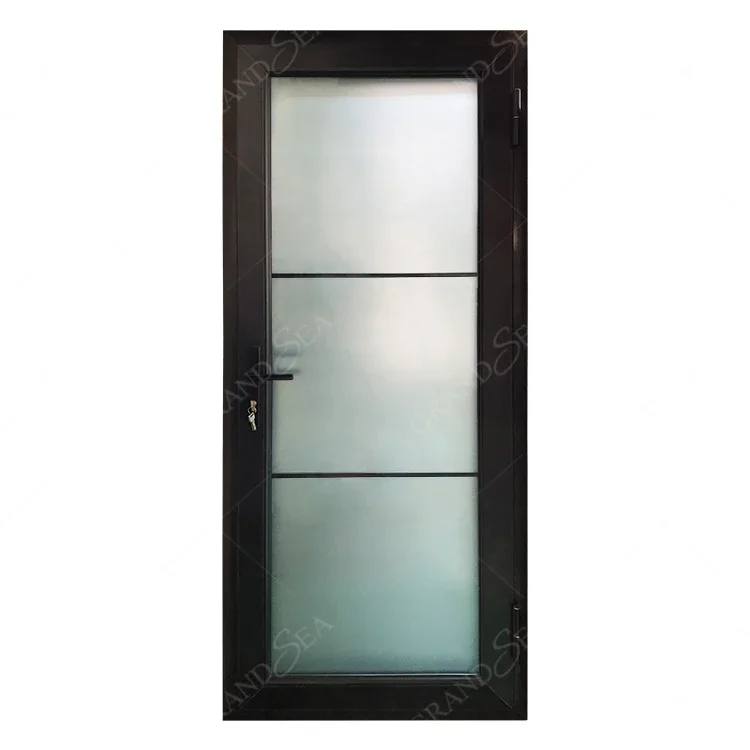 USA standard cheap black commercial bar double exterior tempered glazed aluminum frame swing door in Singapore