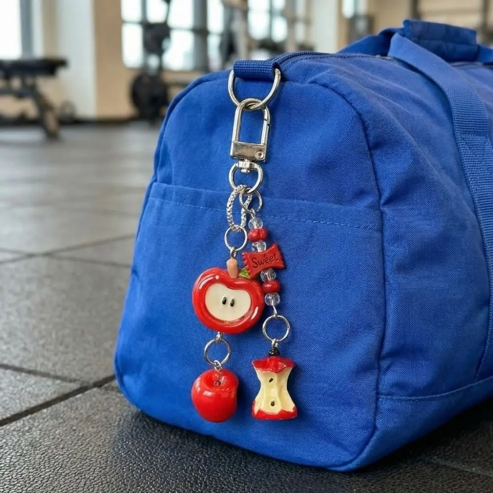 Cartoon Lucky Fruit Keychain Decorative Handmade Wind Chime Ornaments Resin 3D Fruit Pendant Cellphone Strap Handbag Decoration