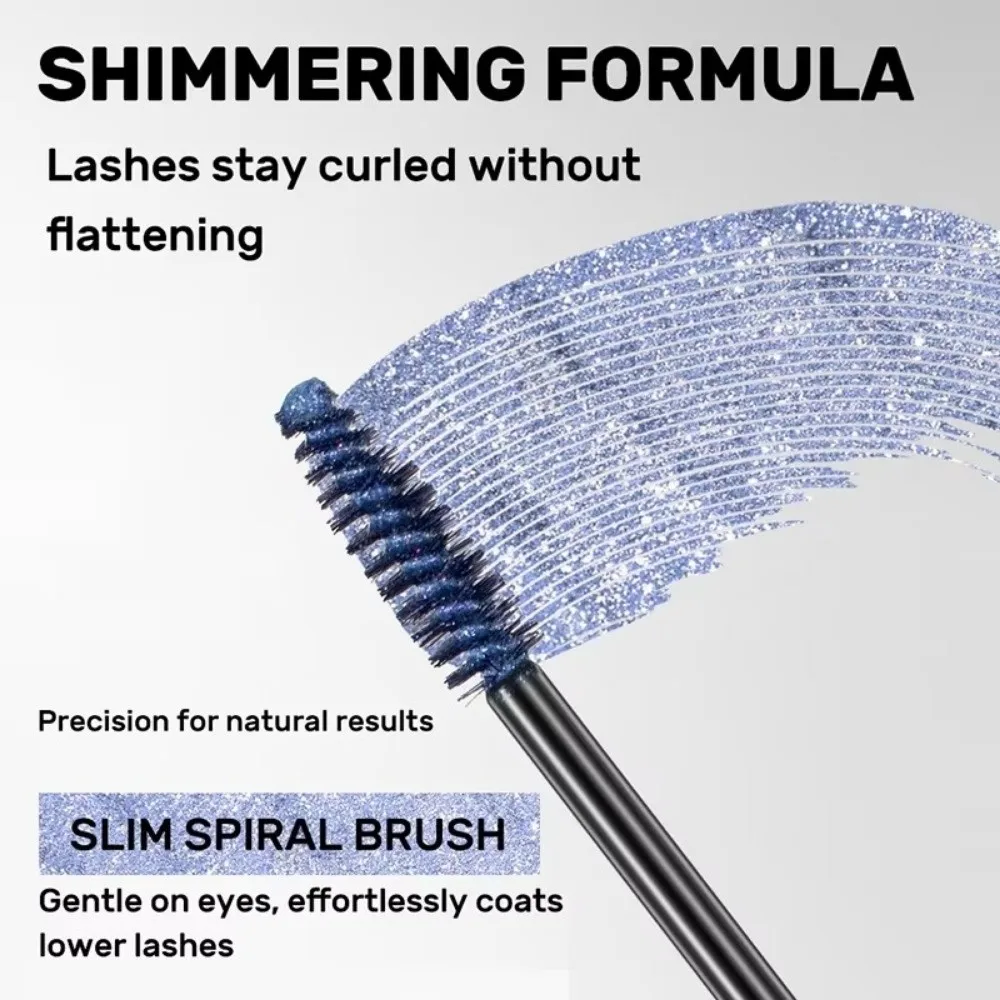 Mascara diamante 5 colori Galaxy Paillettes Brillanti glitter Pennello per ciglia Mascara spesso arricciante ad asciugatura rapida impermeabile