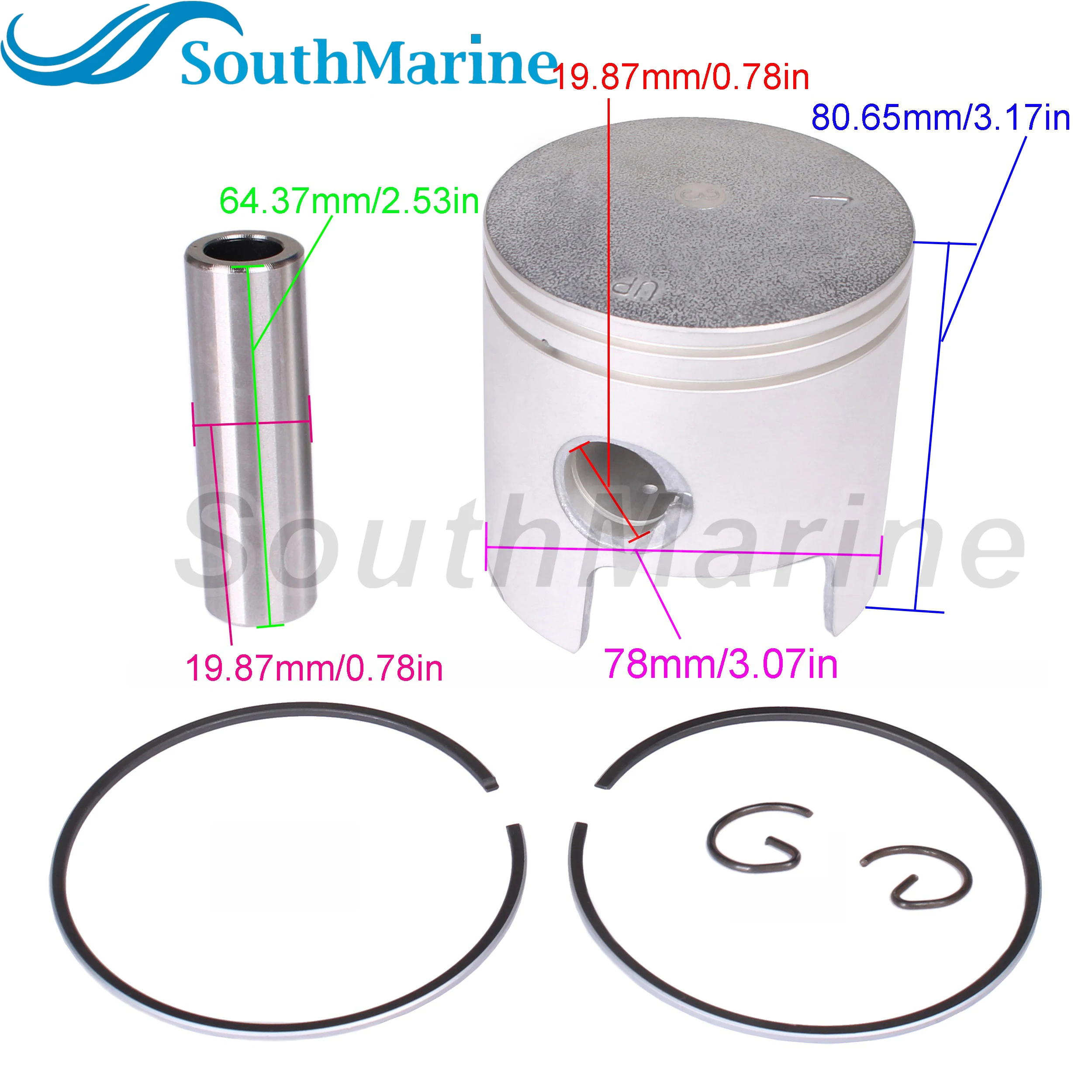 Mesin perahu STD STD Piston Set & Ring Ring untuk Yamaha, 40HP E40 40G 40J / T36-04020200 untuk Parsun Makara 36HP