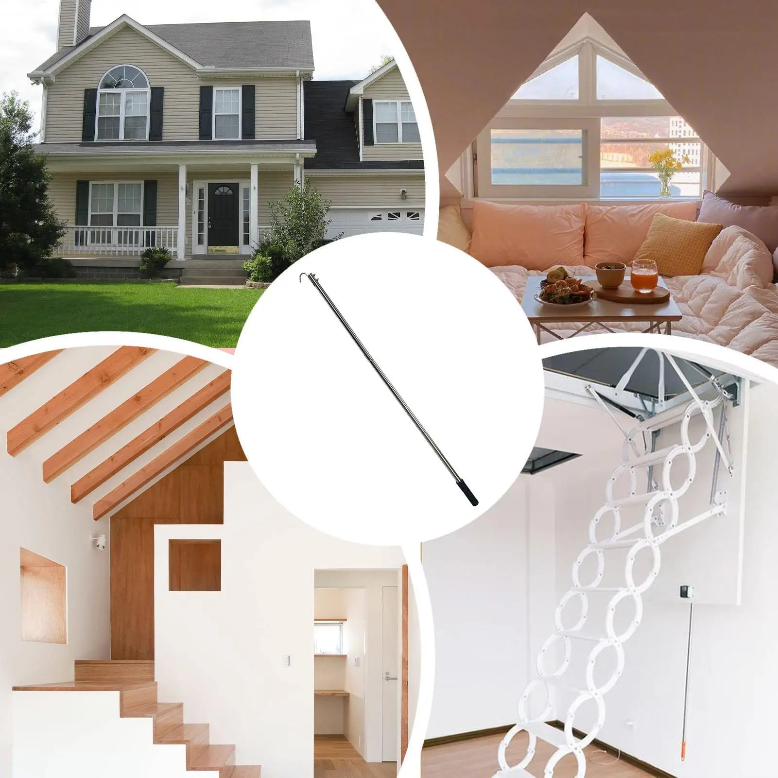 

Ladder Pull Down Hook Attic Loft Ladder Pull Down Hook Multi-functional Attic Ladder Pull Cord Garage Door Pull Hook