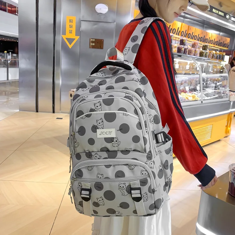 Student Rucksack trend ige neue große Kapazität leichte Oxford langlebige süße Mädchen niedlichen Reiß verschluss Schult asche Casual Fashion All-Match