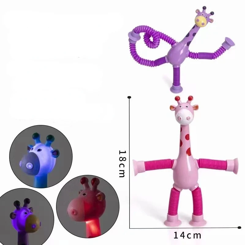 1pc Kinder Saugnapf Giraffe Spielzeug Rohre Stress Relief Teleskop Giraffe Spielzeug Sensorischen Faltenbalg Anti-stress Squeeze Spielzeug