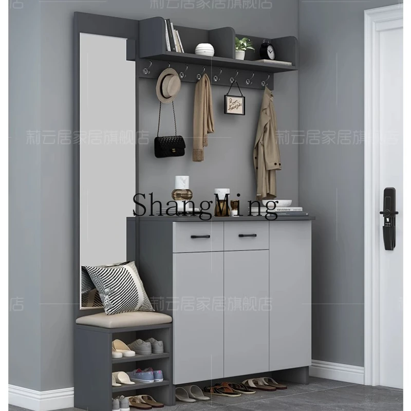 

SM new shoe cabinet home door modern simple entrance small apartment balcony solid wood storage locker