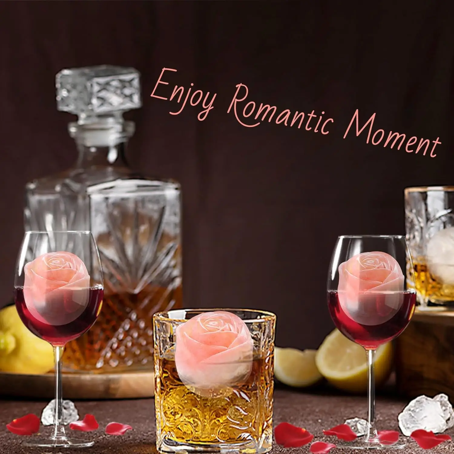 3D Rose Silicone Ice Molds 4-Hole Ice Cube Tray Flower Shape Ice Ball Maker Kitchen Bar Utensils Accessory