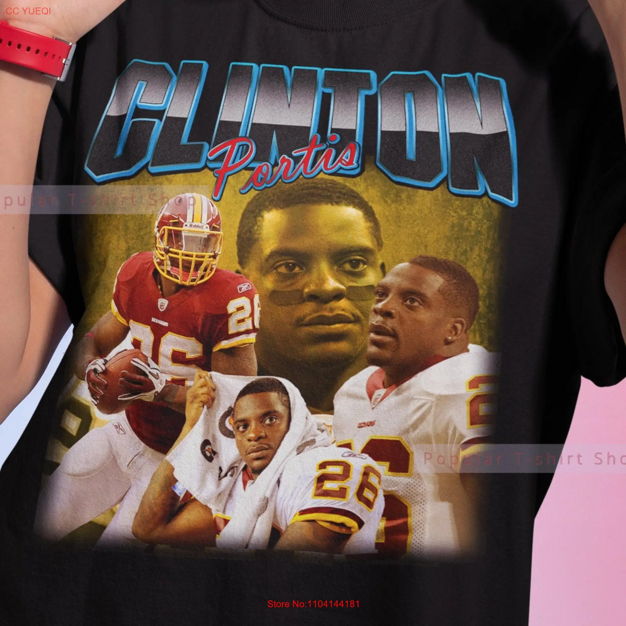 Clinton Portis Vintage T Shirt For Him and Her SweaT Express Shipping Available long or short sleeves