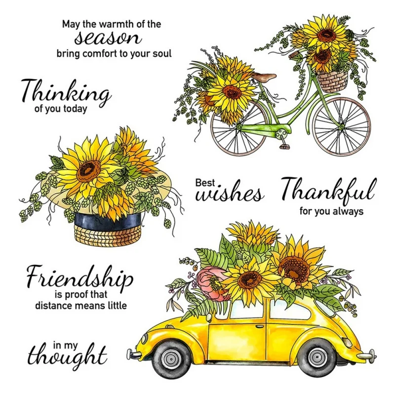 

Sunflower and Car Silicone Transparent Stamp Embossing Carbon Steel Die for Journal Decoration Pattern Stamp