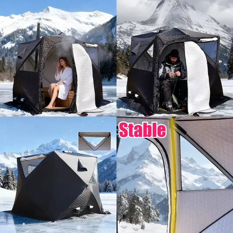 Winter Sauna Tent Portable Thickened Cold Protection Fishing Tent Warm Windproof Stable Outdoor Camping Equipment for Hiking