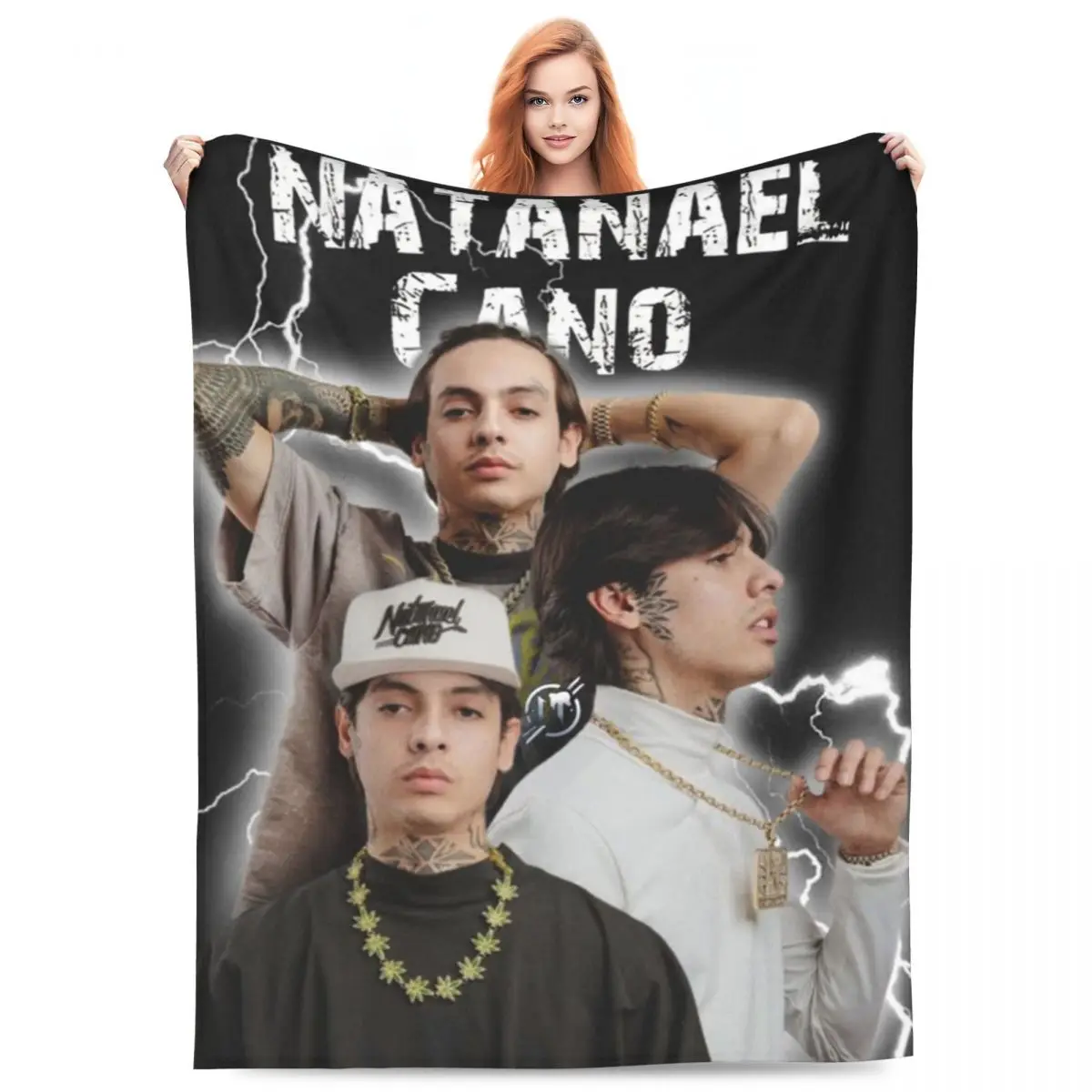 N-Natanael Canos Flannel Blankets Hip Hop Singer Warm Soft Throw Blanket for Bedroom Camping Funny Bedspread Sofa Bed Cover