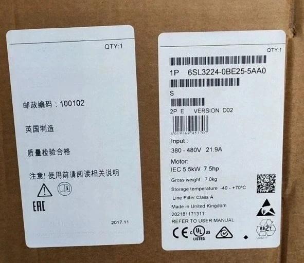 

Brand New 6SL3224-0BE27-5AA0 6SL3224-0BE25-5AA0 6SL3 224-0BE27-5AA0 6SL3 224-0BE25-5AA0 Warrently One-year Fast Delivey