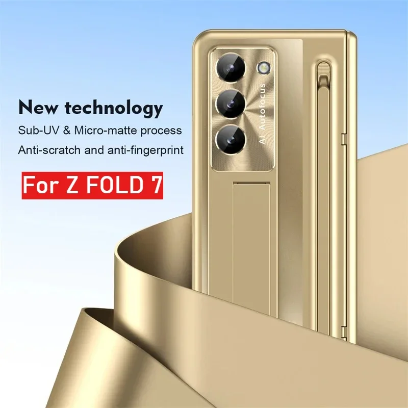 

Чехол для телефона с полной защитной петлей для Samsung Galaxy Z Fold 7, 6, 5, 4, 360, пленка из закаленного стекла 9H с сенсорной ручкой, складной чехол-держатель