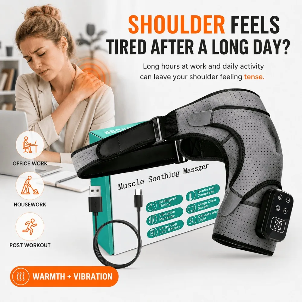 Electric Heating Shoulder Massage Heated Back Shoulder Brace Adjustable Heating Shoulder Massage Belt For Arm Muscle Relaxation