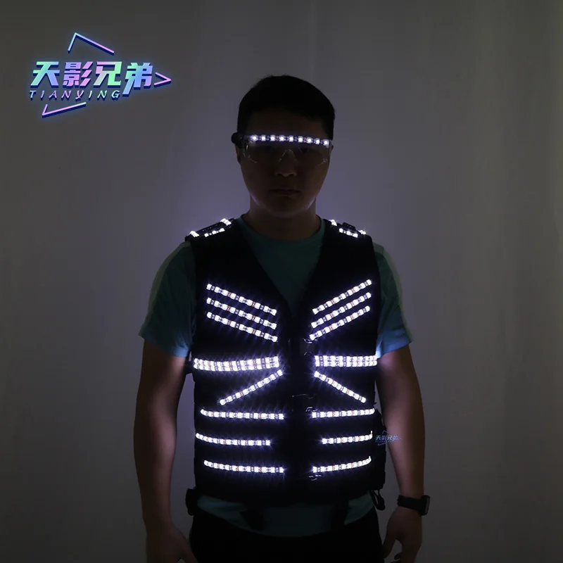 New Stage Luminous Vest LED Clothing Party Flash Glasses Night Show DJKTV Performance Fluorescent Clothing Props