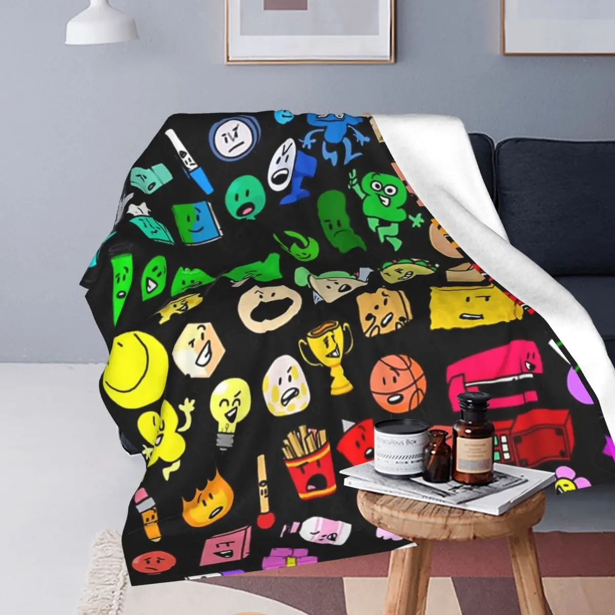 BFDI Inanimate Insanity All Characters Blanket Soft Warm Flannel Throw Blanket Plush for Bed Living room Picnic Travel Home Sofa