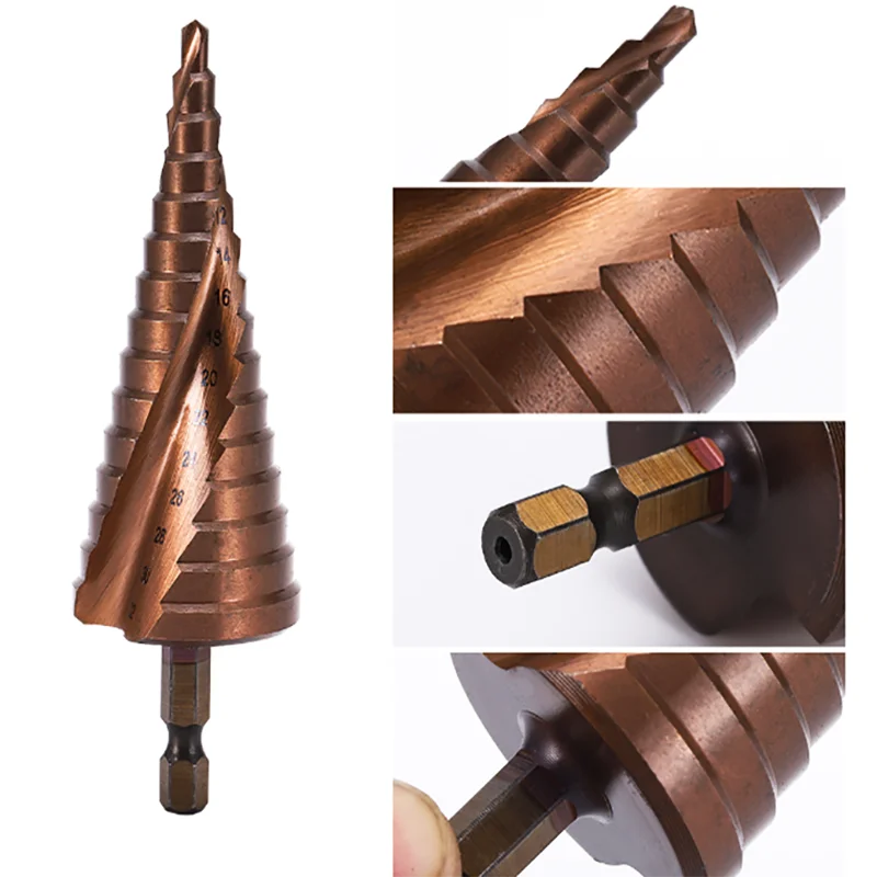 

M35 Cobalt Step Drill Spiral Groove Ladder Drill Bit Pagoda 4-12/4-20/4-32mm Stainless Steel Expansion Drill High-Speed Steel