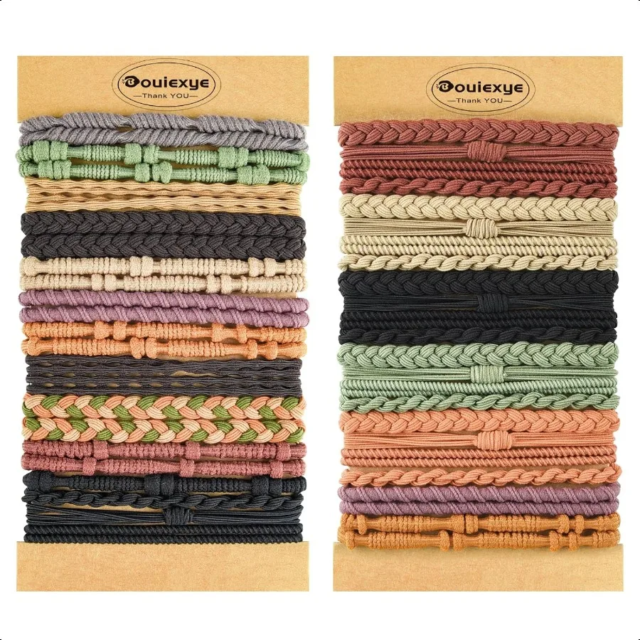 

Hair Ties for Women 48PCS Boho Hair Accories 6 Styles Hair Tie Bracelets 14 Colors NonDamaging Hair Ties for Thick Hair
