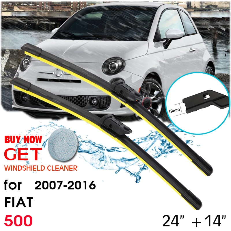 Car Wiper Blade Front Window Windshield Rubber Silicon Refill Wiper For Fiat 500 2007-2016 LHD / RHD 24