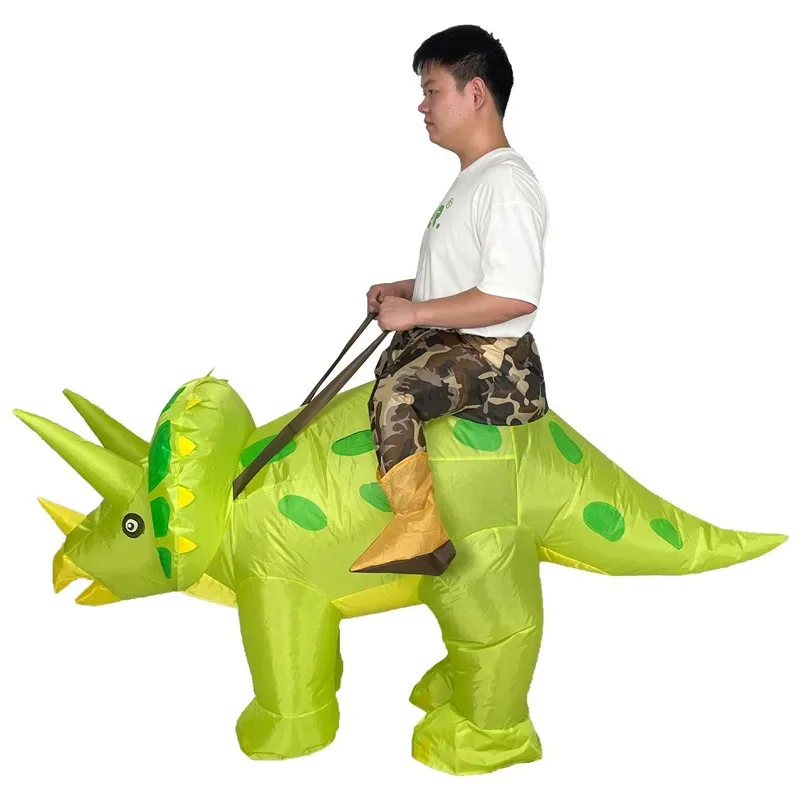 Tri-Dragon Inflatable Costume Cute Cartoon Dinosaur Suit for Children's Day School Sports Performance Halloween Party Outfit