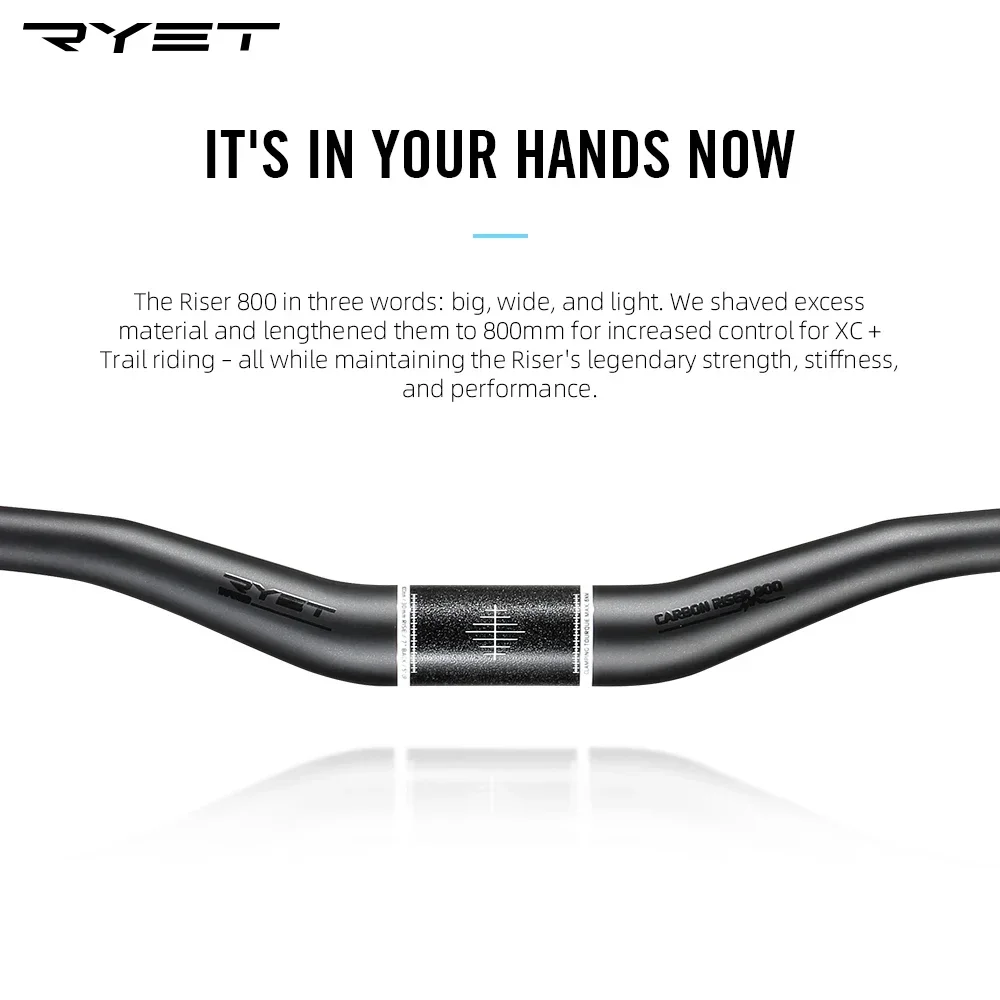 RYET AM Bike Flat Carbon Handlebar Ultralight T1000 MTB Bicycle Handlebar 35*800mm Straight Mountain Riser Handle Bar Cycling