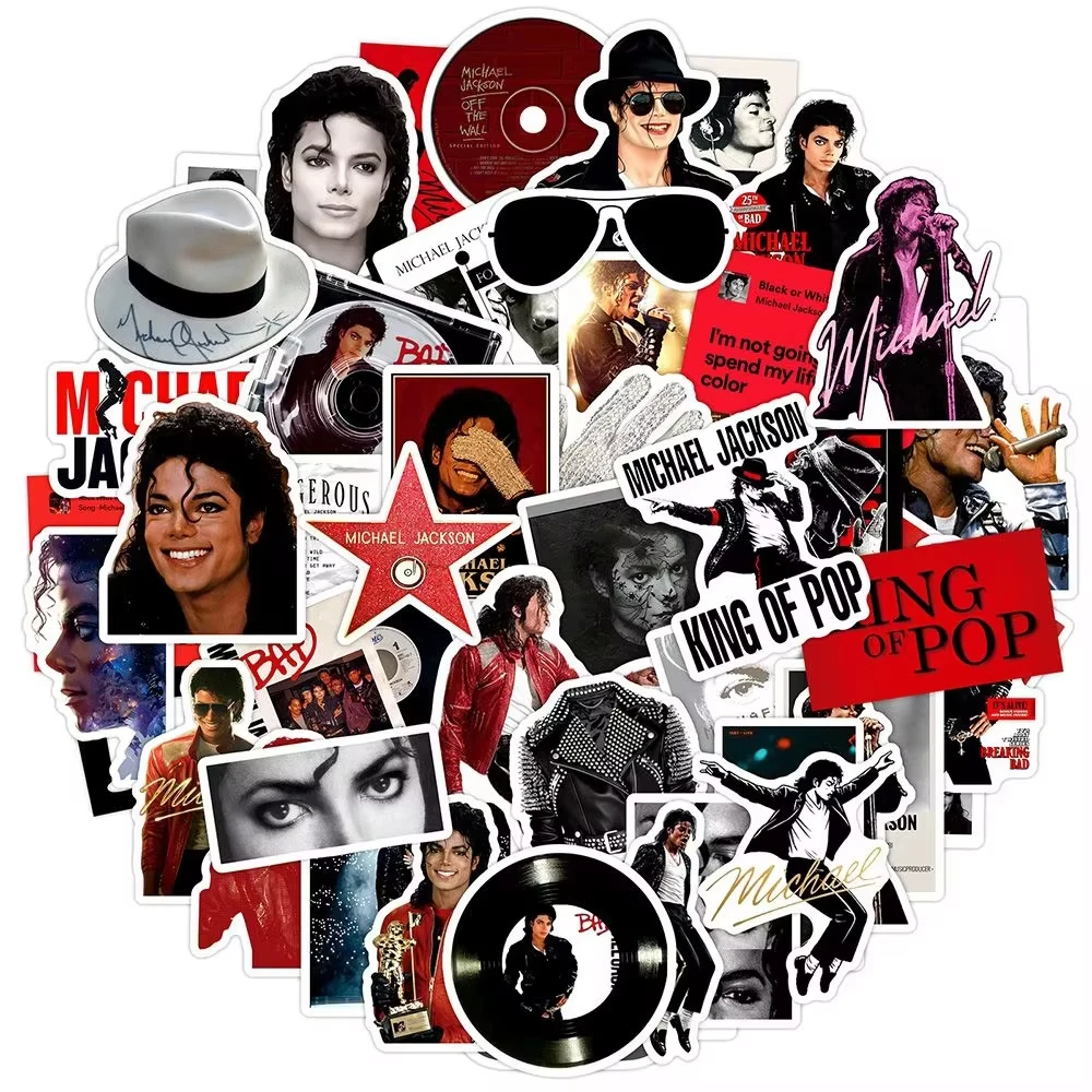 Pop Music King Michael Jackson Stickers Waterproof Vinyl Decal DIY Decorative Gift for Crafting Journal Scrapbook Laptop Luggag