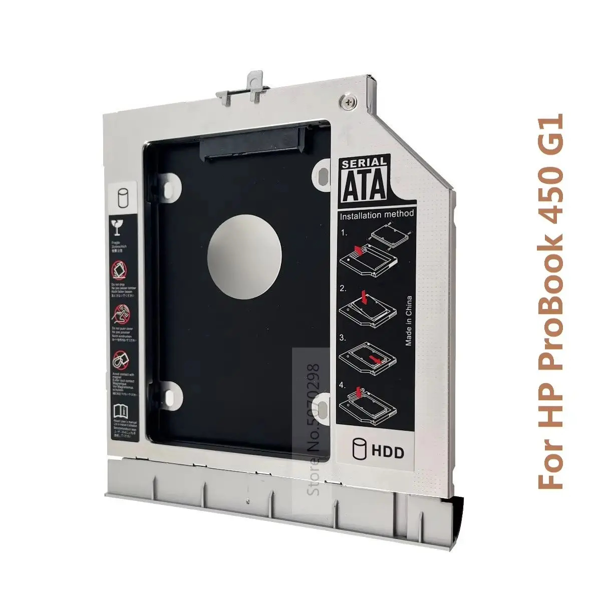 

With Bezel Cover Faceplate 2nd Hard Drive HDD SSD Optical bay Caddy Frame Bracket for HP ProBook 450 455 G1 ( Not fit G2 G3 )