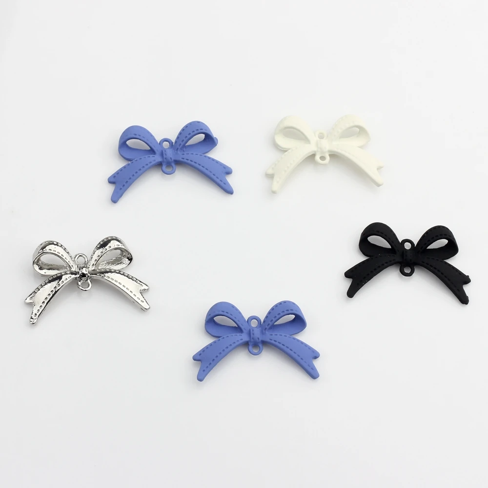 Zinc Alloy Metal Color Black Spray Paint Mini Bow-knot Charms Connector 10PCS For DIY Jewelry Findings Accessories wholesale