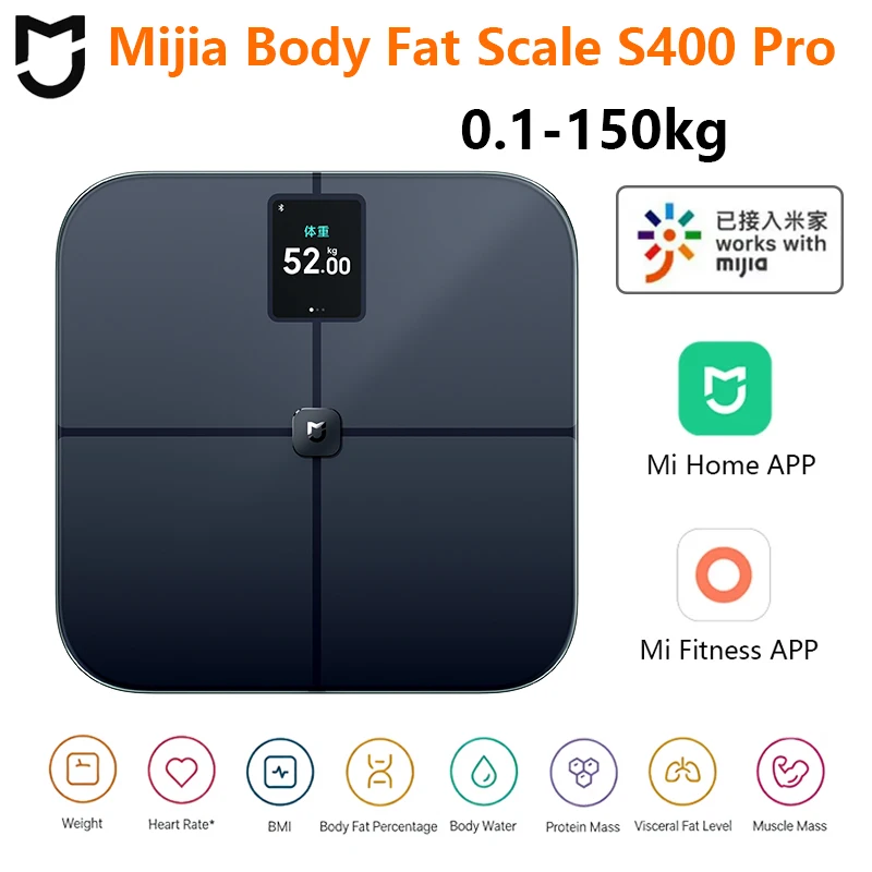 

Mijia Body Fat Scale S400 Pro 150kg Max 3.5inch TFT Color Screen Bluetooth 5.1 Smart Home Body Composition Scale for Mi Home APP