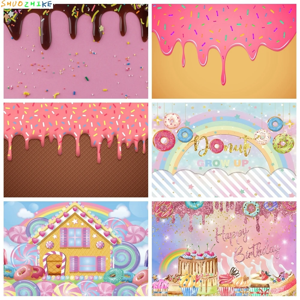 

Pink Backgrounds For Photography Ice Cream Cake Birthday Party Love Baby Newborn Portrait Photo Backdrops For Photography