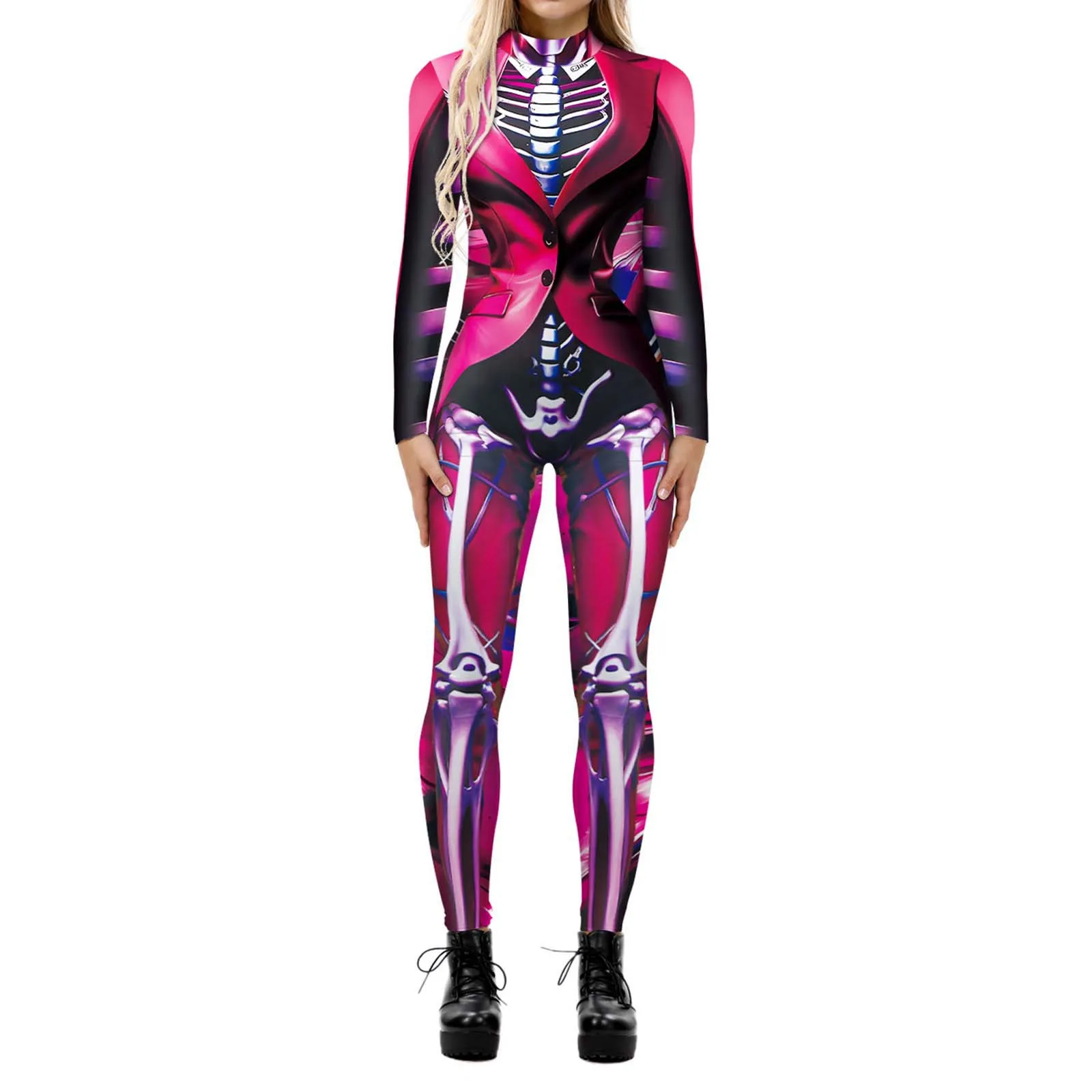 Halloween Skelet 3D Digitale Print Panty Jumpsuits Unisex Prestaties Feest Cosplay Kostuum Grote maten bodysuits Skinny Catsuit