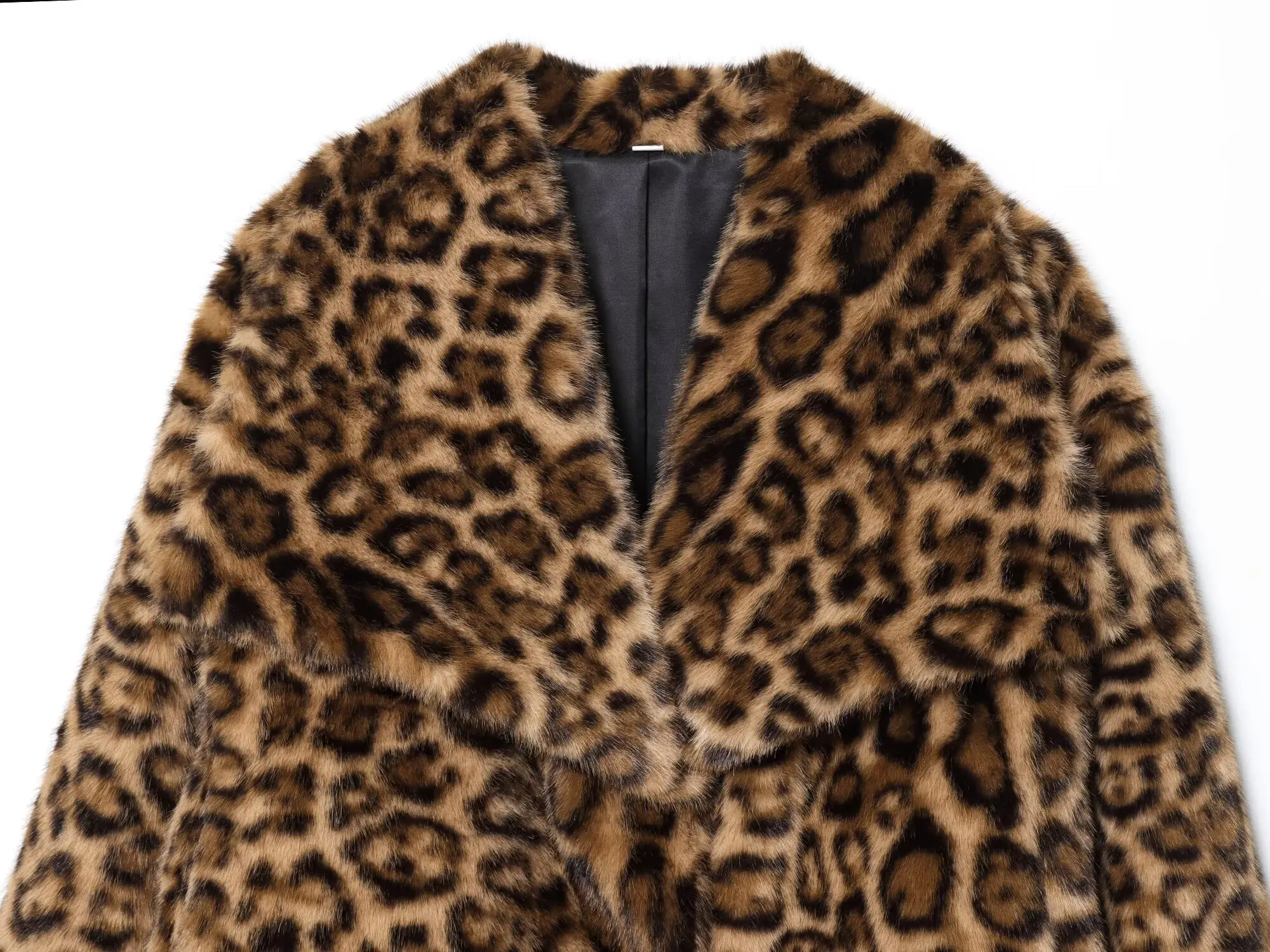 Maxdutti معطف الشتاء الفرنسية شارع العليا موضة فو الفراء سترة الرجعية ليوبارد طباعة التلبيب سترة المرأة سترة امرأة الملابس ل