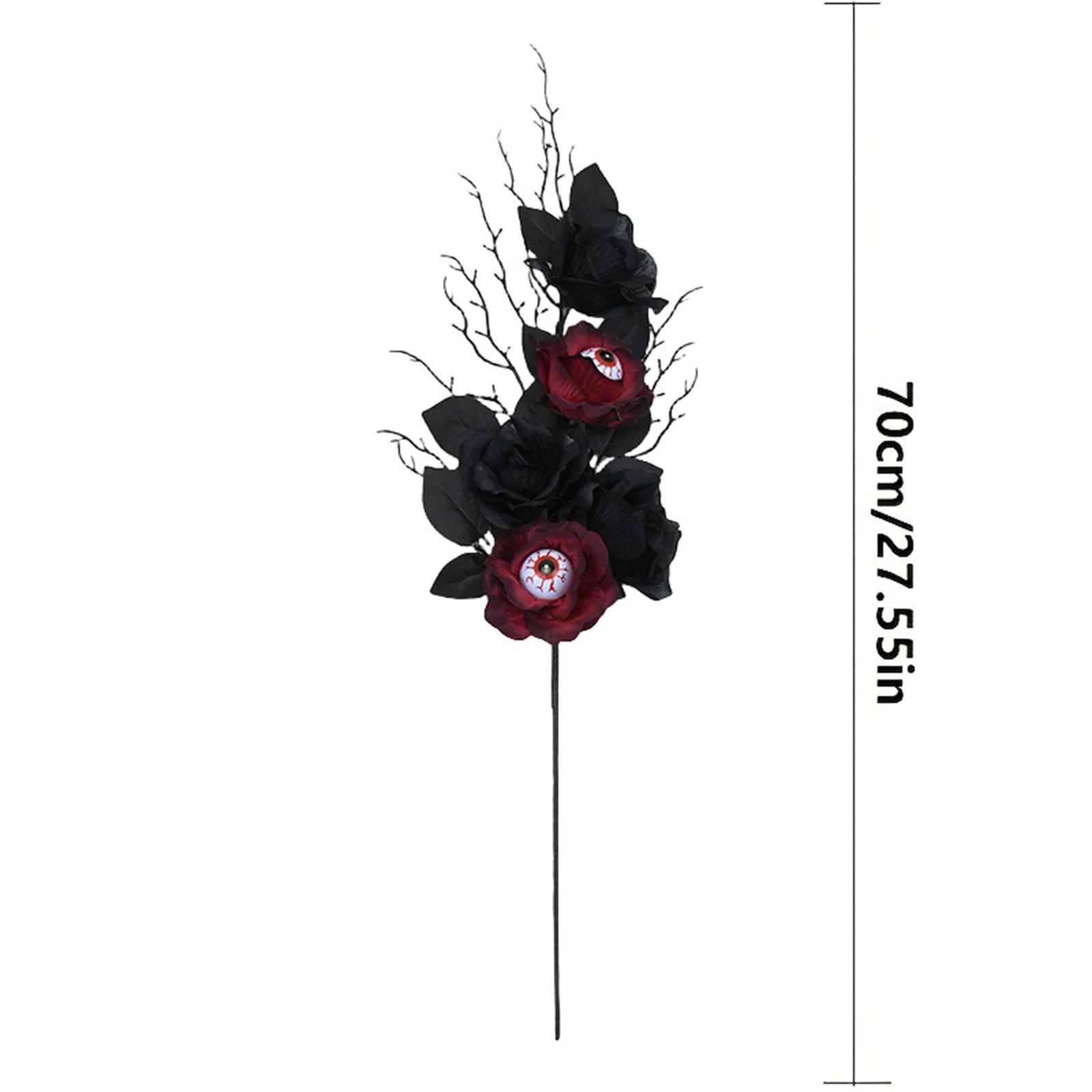 할로윈 꽃병용 줄기, 장미 눈알이 있는 인공 죽은 나뭇가지, 파티 센터피스용 조화 꽃꽂이