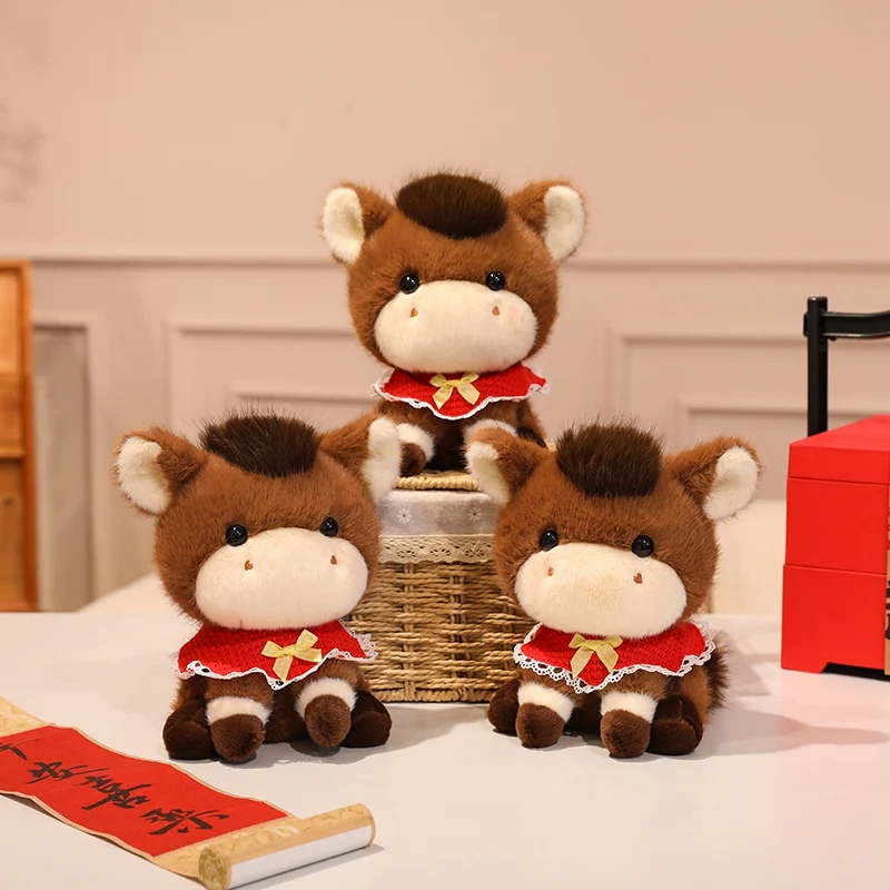 

22 см милая мультяшная коричневая игрушка пони, счастливая лошадь, плюшевая кукла, мягкая игрушка, детский классический декор комнаты, праздничный подарок, подарок для ребенка