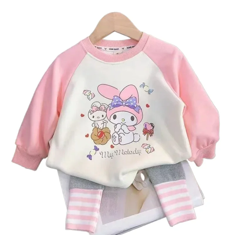 

Girly Heart Kuromi Anime Kawaii Sanrio Casual Shirt Pants Set My Melody Cute Cartoon Long Sleeve Clothes Hoodie Gifts for Kids