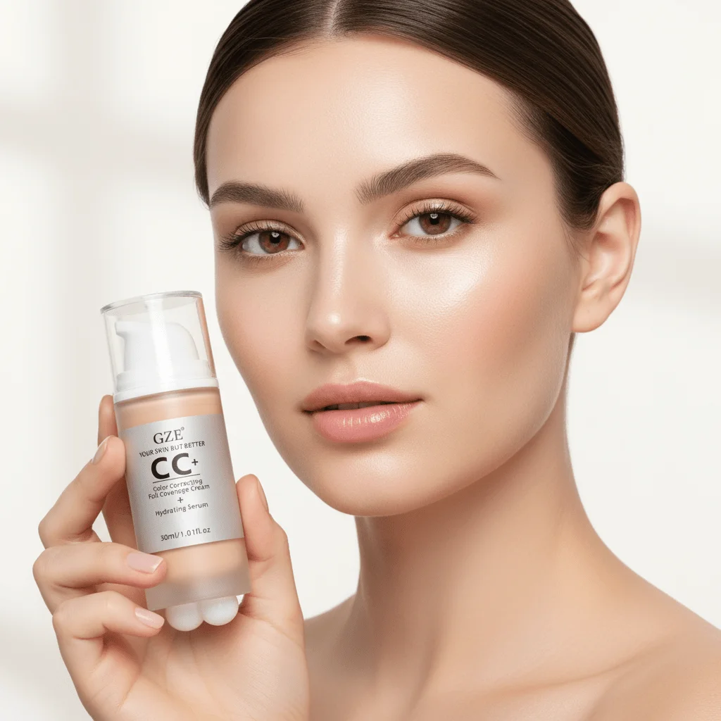 كريم GZE CC+ مع مصل |   كريم أساس لتصحيح الألوان بتغطية كاملة |   ترطيب، يمنح لون البشرة، يغطي العيوب والهالات السوداء