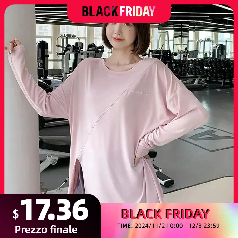 

AllSeason Sport Women Solid Casual Sun Protection Shirt Pullover Long Sleeve Slim Tees Top Gentle Sexy Blouse Soft Gym Split