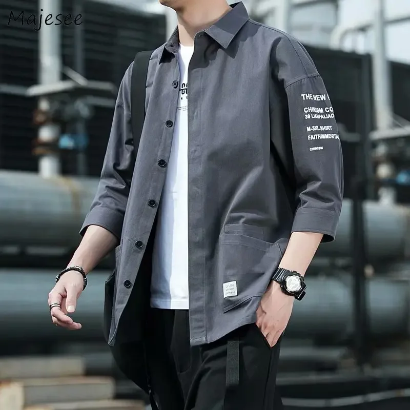LIBIELIY 2024 Shirts Men Handsome Fashion Streetwear Design Japanese Harajuku Korean Summer All-match Teens College Unisex Cloth