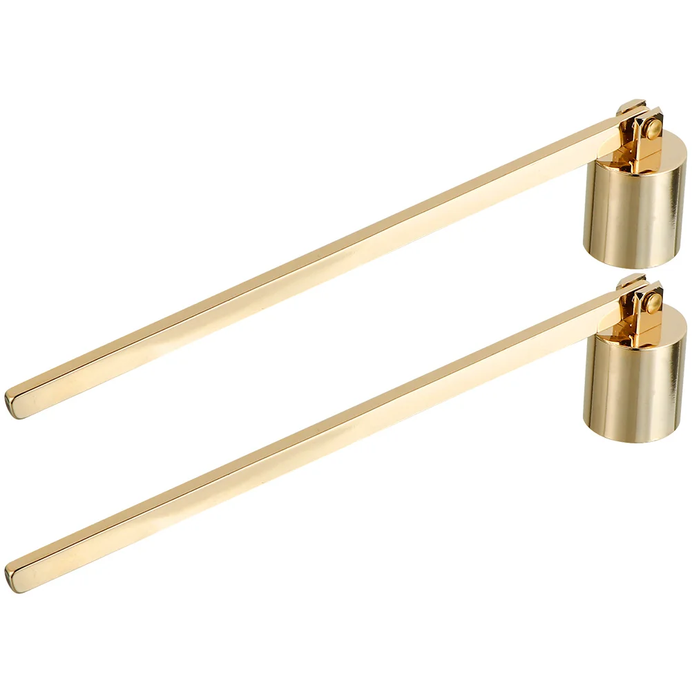 

2 Pcs Gold Straight Tube Snuffer Extinguisher Handle Tool Safe Wick Flame Out Home Decor Vintage Accessory Set