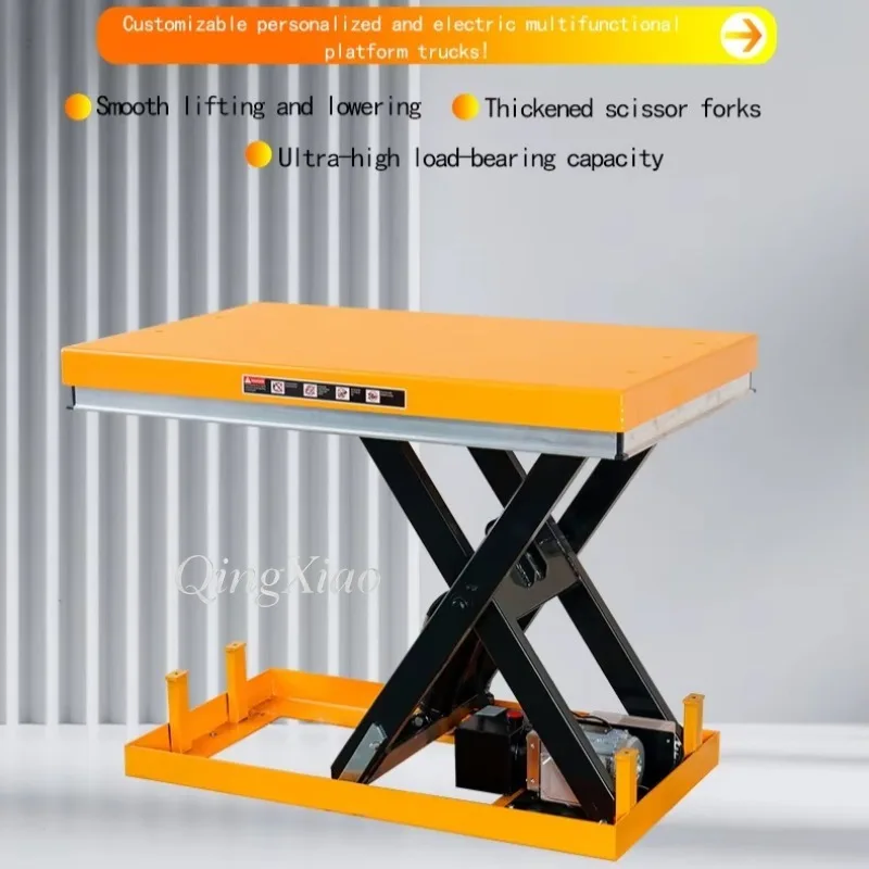 Fixed Scissor Lift Platform 1T 2T Mobile Electric Hydraulic Lift Hand Push Foldable Trolley For Workshop Cargo Lifting Transfer