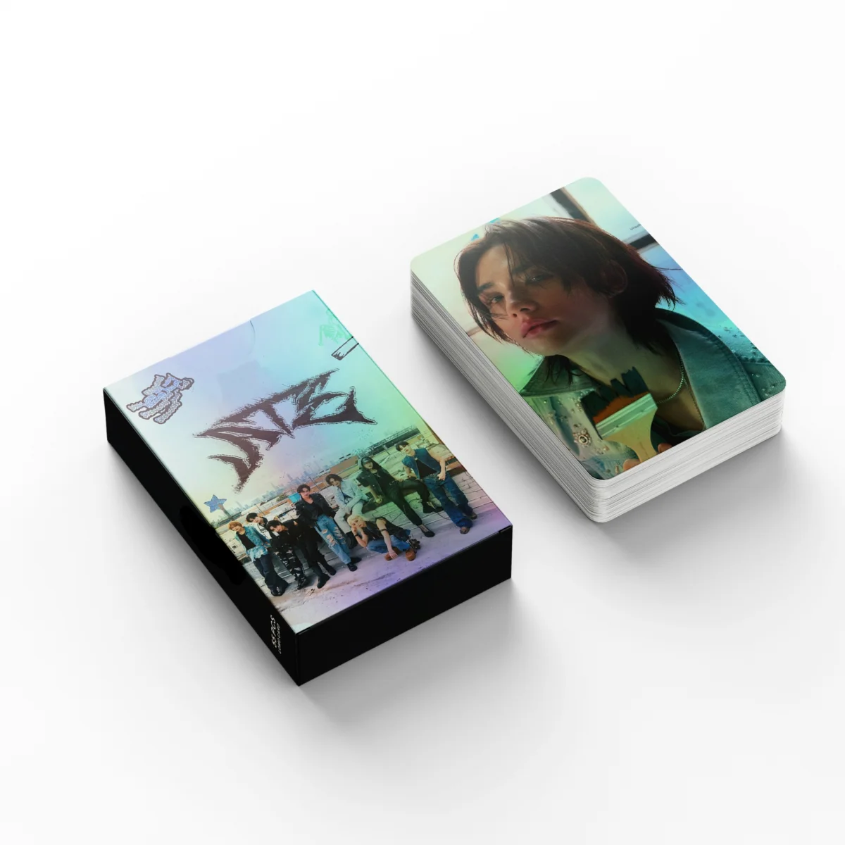 KAZUO 55 Pcs SK ATE Holographic Laser Card Kpop Photocards Postcards Series