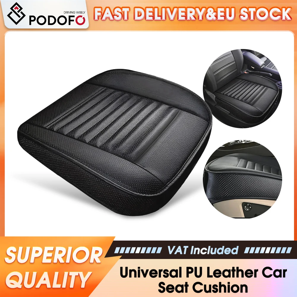 Podofo 49*52cm Universelles PU-Leder Autositzkissen, atmungsaktiv, weich, bequem, vollständig umschließend, für alle Jahreszeiten, passend für die meisten Fahrzeuge, Innendekor-Zubehör